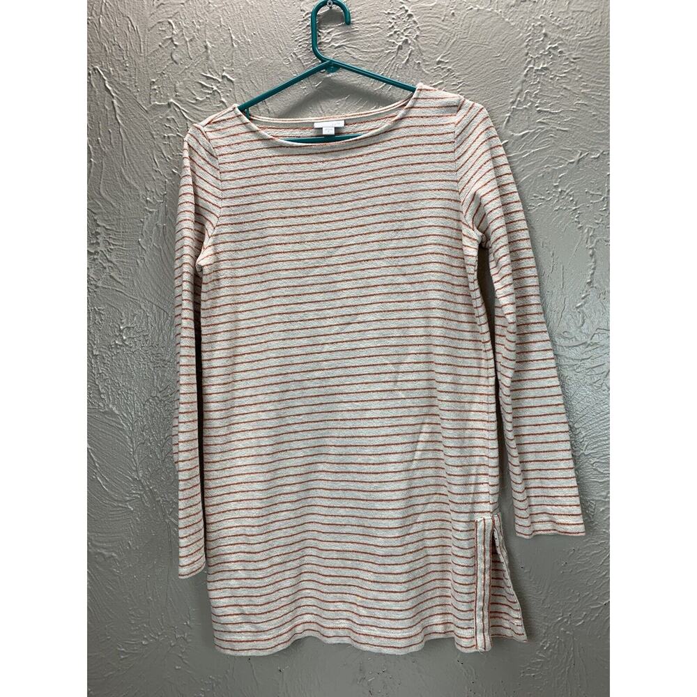 J. Jill Orange Striped Cotton Long Sleeve Tunic Knit Sweater Top Womens Sz Small